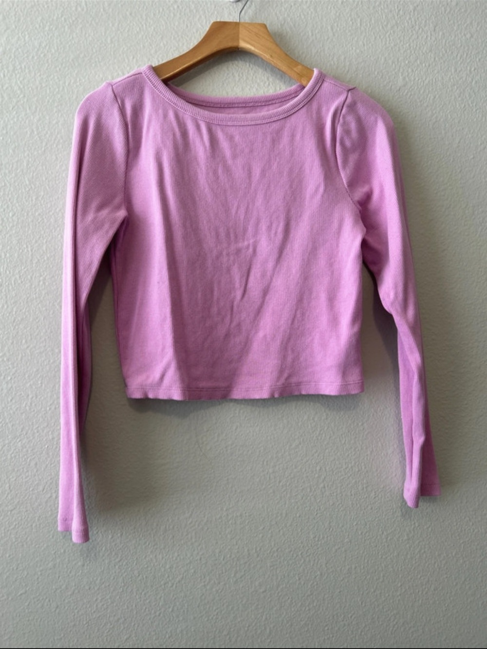 Gap Long-Sleeve Pink Crewneck crop top